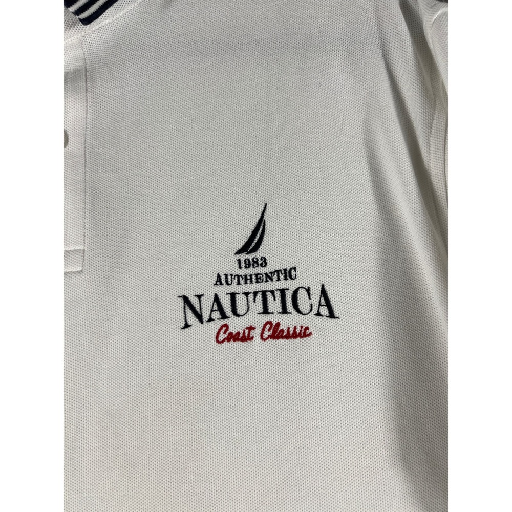 Nautica Polo Shirt Mens XL White Coast Classic Argyle Graphic Embroidered Logo - Picture 5 of 12